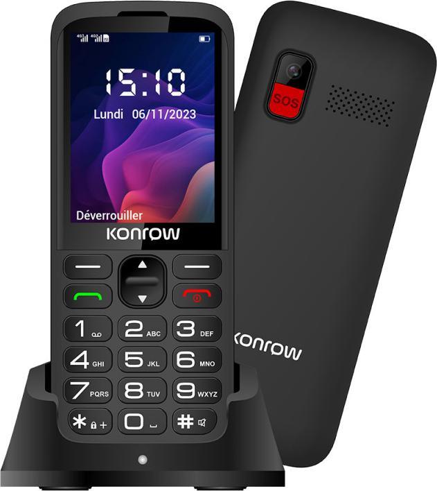 Actual product image Konrow Senior 280 Next 4G (2.8" - Dual Sim - With Charging Station) Black (2.80", 4G)