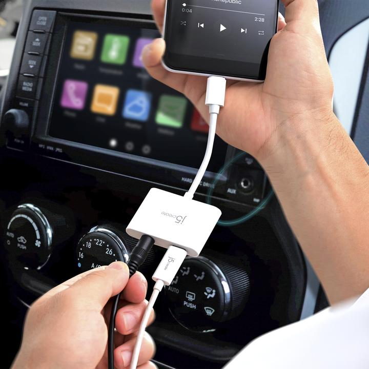 Actual product image j5Create JCA122 USB-C® to 3.5mm Audio Adapter with Power Delivery, Black, 24 bit, USB (USB)