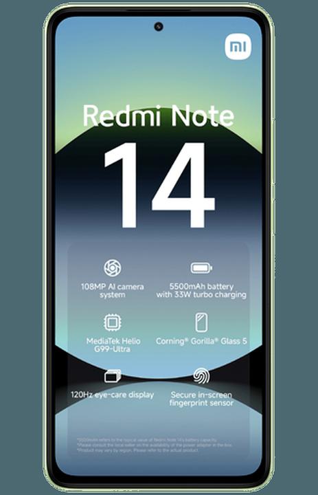 Image du produit Xiaomi Redmi Note 14 (128 Go, Vert citron vert, 6.67", Double SIM hybride, 108 Mpx, 4G)