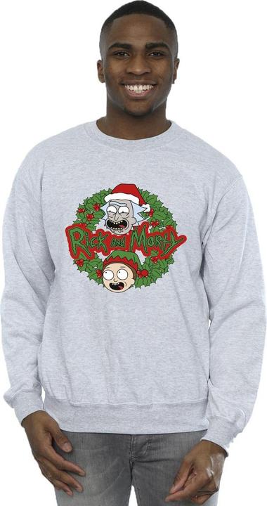 Actual product image Rick And Morty Mens Christmas Wreath Sweatshirt (S)