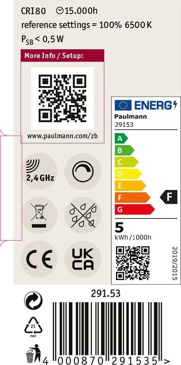Productafbeelding Paulmann Reflector Zigbee gloeidraad (GU10, 4.80 W, 350 lm, 1 x, F)
