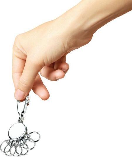 Actual product image Troika PATENT key holder round incl. 6 detachable rings, glossy grey