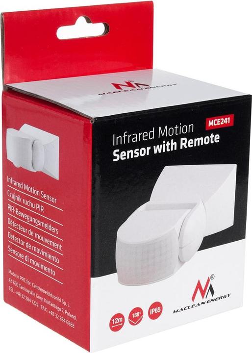 Produktbild Maclean Infrarot-Bewegungsmelder mit Fernbedienung IP65, max. 800W, 1200W (MCE241) (12 m)