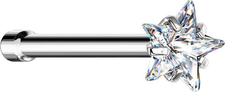 Produktbild Star Piercing Nasenstecker gerade silber Kristallstern silber gefasst (ohne Messing, Chirurgenstahl 316L)