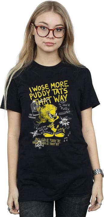 Actual product image Looney Tunes Womens/Ladies Tweety Pie More Puddy Tats Cotton Boyfriend T-Shirt (L)