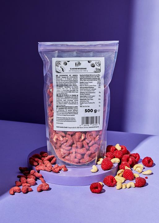 Actual product image KoRo Cashew nuts with raspberry powder (500 g)