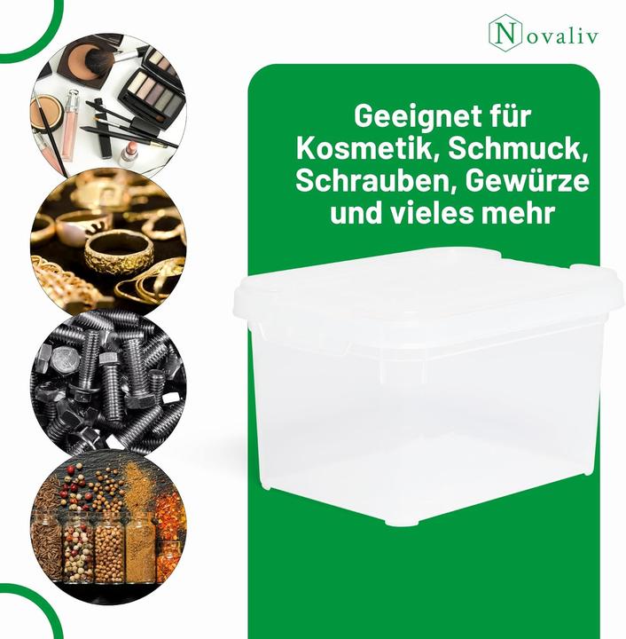 Produktbild Novaliv 6x Aufbewahrungsboxen mit Deckel klein 2 L transparente Nestbar stapelbare Plastikboxen mit (2 l)