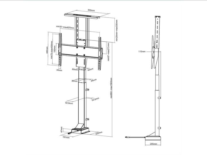 Actual product image Multibrackets TV Lift Large, 37" - 65", black, stroke 900mm (65", 50 kg)