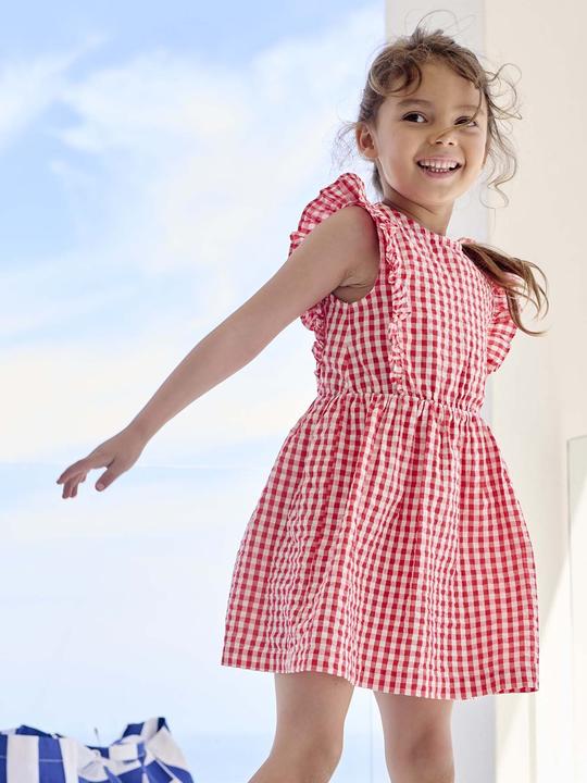 Image du produit Vertbaudet Mädchen Volantkleid aus Seersucker (128)