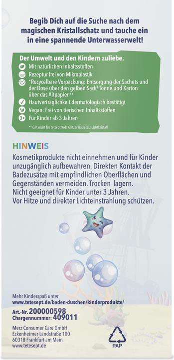 Nährwerte und Zutaten Tetesept Kids Set Spannende Unterwasser Abenteuer (Schaumbad)