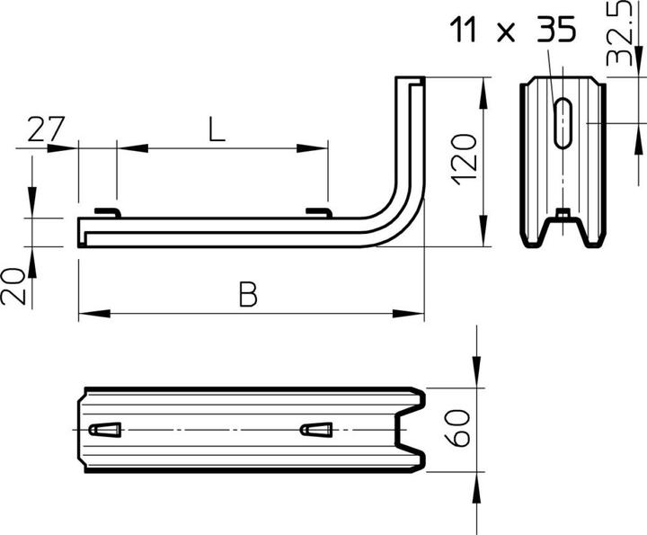 Actual product image OBO Bettermann OBO TPSAG 345 FT Wall/stand bracket 345mm for mesh cable tray
