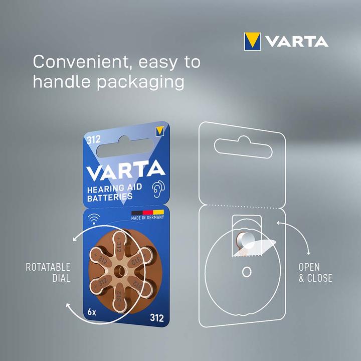 Produktbild Varta Hörgerätebatterien Typ 312, 1.4V (6-Pack) (6 Stk., A312, 180 mAh)