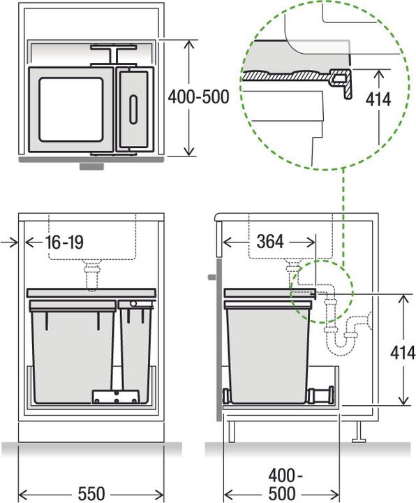 Image du produit Müllex Systèmes de déchets à poser X-LINE X55 L7 Basic (52.50 l)