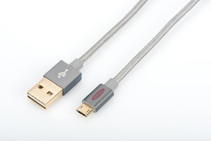 Actual product image ednet USB data/charging cable USB A - micro B coloured St/St 10 m High Speed reversible plug (1 m, USB 2.0)