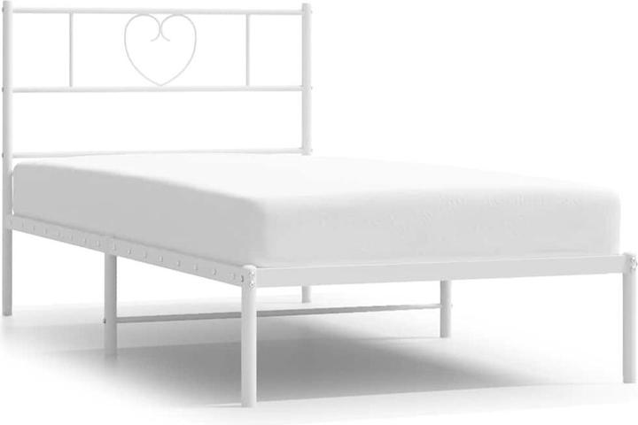 Actual product image VidaXL Bed frame with headboard Metal bed Bed single bed White 100x200cm (100 x 200 cm)