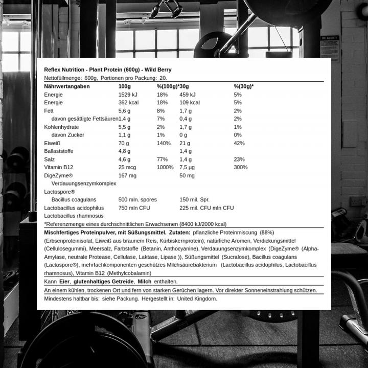 Image du produit Reflex Nutrition Protéines végétales (Wild Berry, 1 pcs, 630 g)
