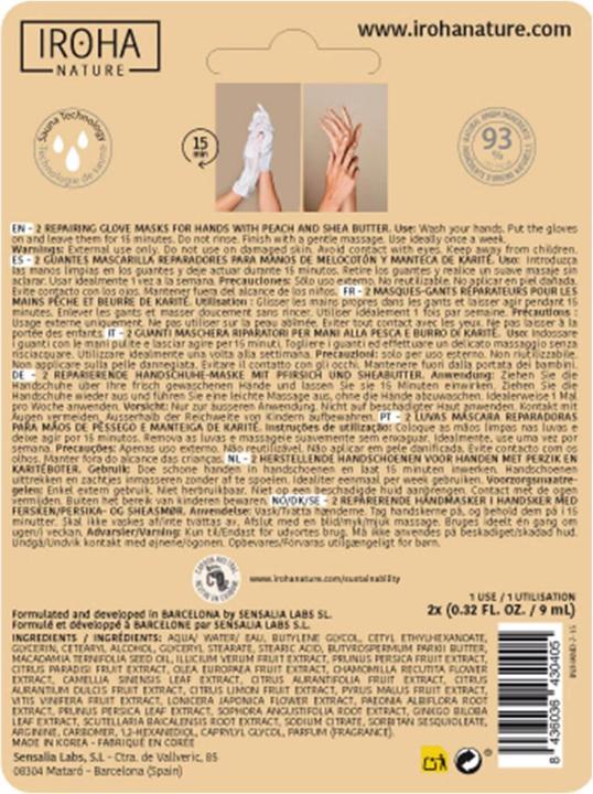 Produktbild Iroha Nature Nature - Hand Mask Gloves Repair Peach (9 ml)