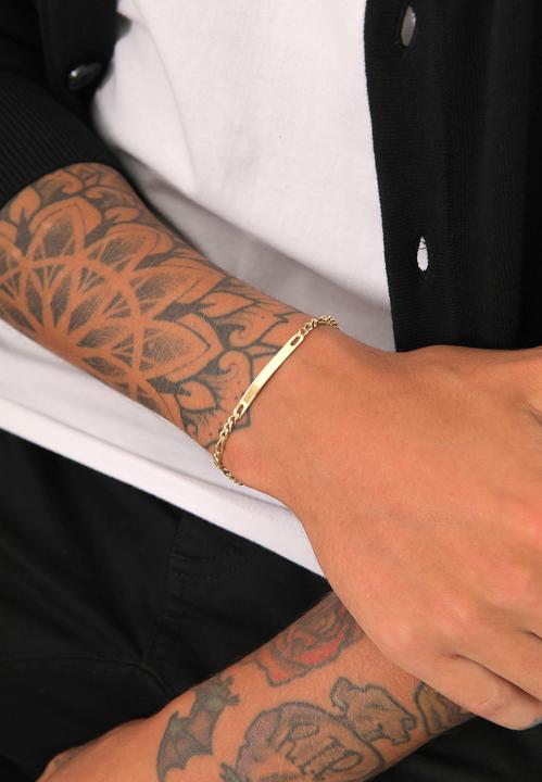 Produktbild Kuzzoi Armband Herren ID Platte Figaro Klassisch 925 Silber (19 cm, 925er Silber)
