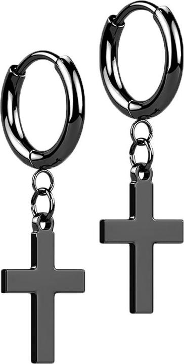 Immagine prodotto Star Piercing Orecchino nero con ciondolo a croce piccolo (senza ottone, Acciaio chirurgico 316L)