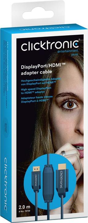 Actual product image clicktronic DisplayPort — HDMI (Typ A) (2 m, DisplayPort, HDMI)