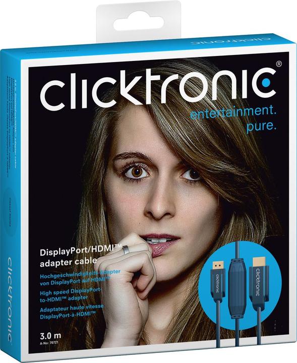 Actual product image clicktronic DisplayPort — HDMI (Typ A) (3 m, DisplayPort, HDMI)