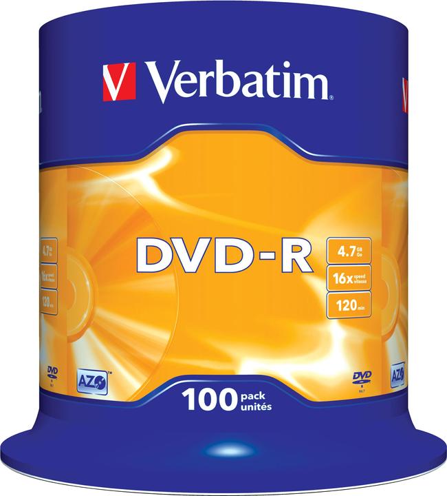 Immagine prodotto Verbatim DVD-R, 16x, 4,7 GB, 100 mandrini (100 x)