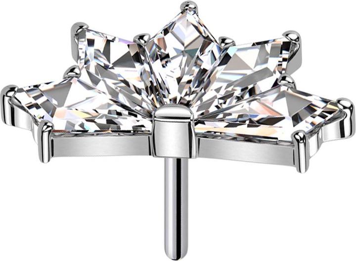 Actual product image Star Piercing Threadless fan silver five diamond crystals silver (without brass, Titanium G23)