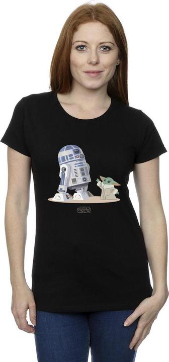 Actual product image Star Wars Womens/Ladies The Mandalorian R2D2 And Grogu Cotton T-Shirt (M)