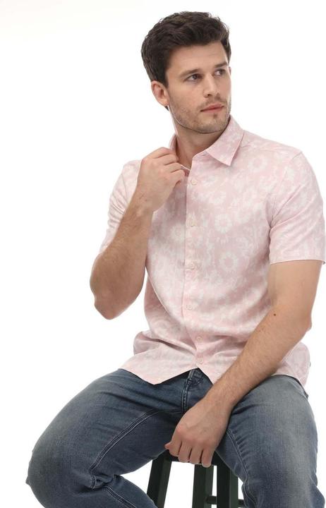Actual product image Ted Baker Mens Flaisby Floral Linen Blend Short-Sleeved Shirt (S)