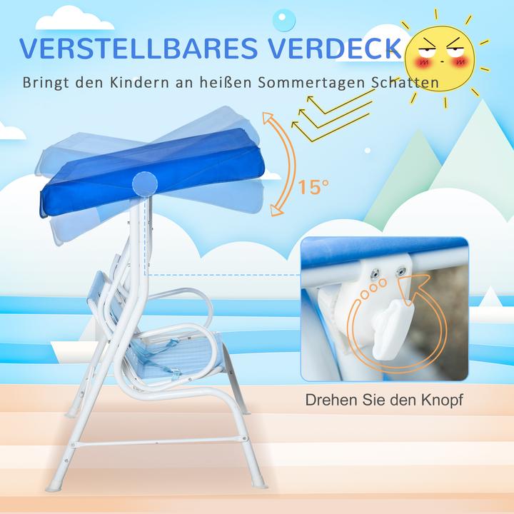 Produktbild Outsunny Kinder Hollywoodschaukel mit dem winkelverstellbaren Verdeck (Kindersessel)