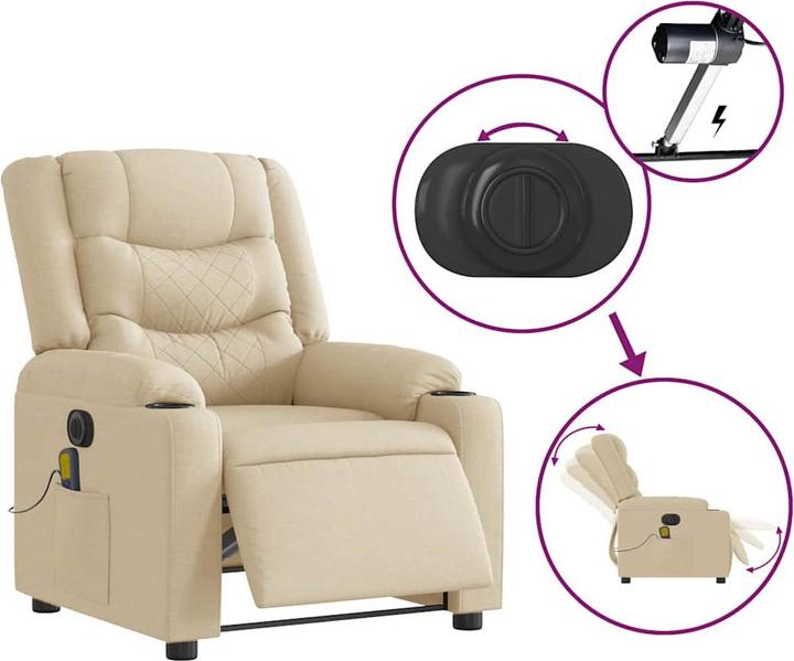 Image du produit VidaXL Fauteuil de massage électrique Crème Tissu