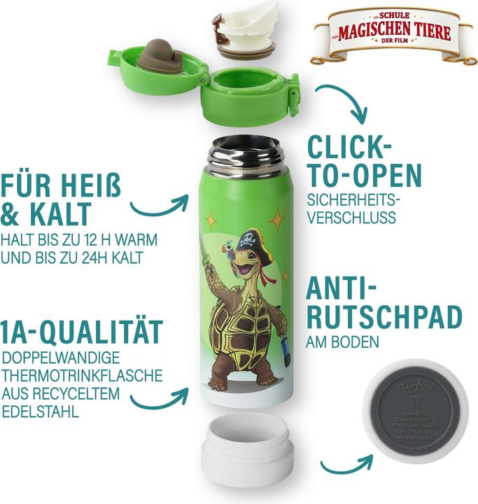 Produktbild Awave Die Schule der Magischen Tiere Trinkflasche 380 ml Edelstahl | grün, Henrietta (0.38 l)
