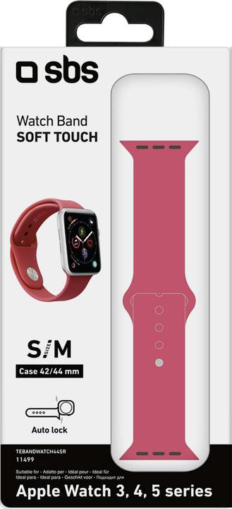 Image du produit SBS Bracelet taille S/M pour Apple Watch Series 3/4/5/6/7/SE 44mm rouge (44 mm, Silicone)