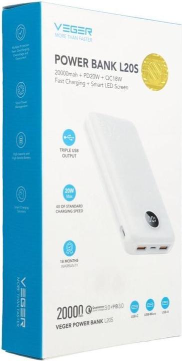 Produktbild Veger L20S Charger (20000 mAh, 20 W, 20 Wh)