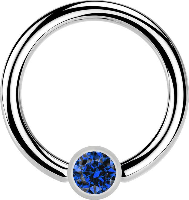 Immagine prodotto Star Piercing Anello con chiusura a sfera in argento e cristallo blu scuro (senza ottone, Acciaio chirurgico 316L)