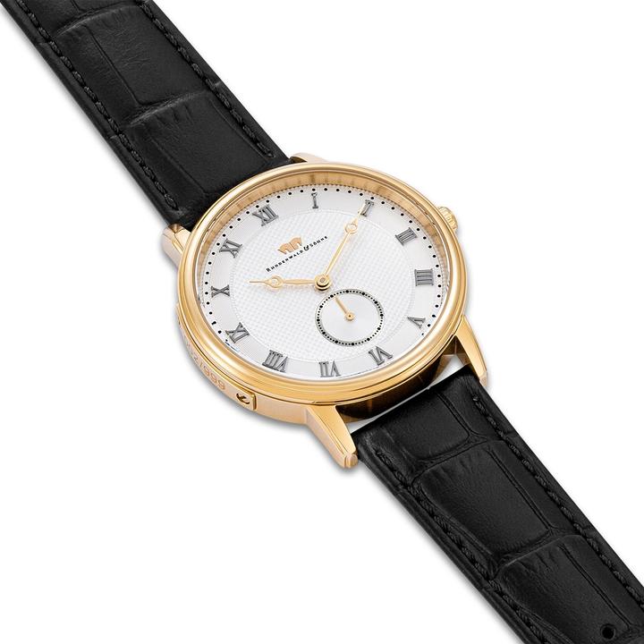 Image du produit Montre à quartz pour homme Moonlight en cuir véritable noir - 26509 (Montre analogique, 40 mm)