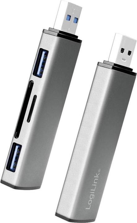 Image du produit LogiLink Lecteur de cartes USB 3.2 Hub 2-port grey (USB-A, 4 Ports)