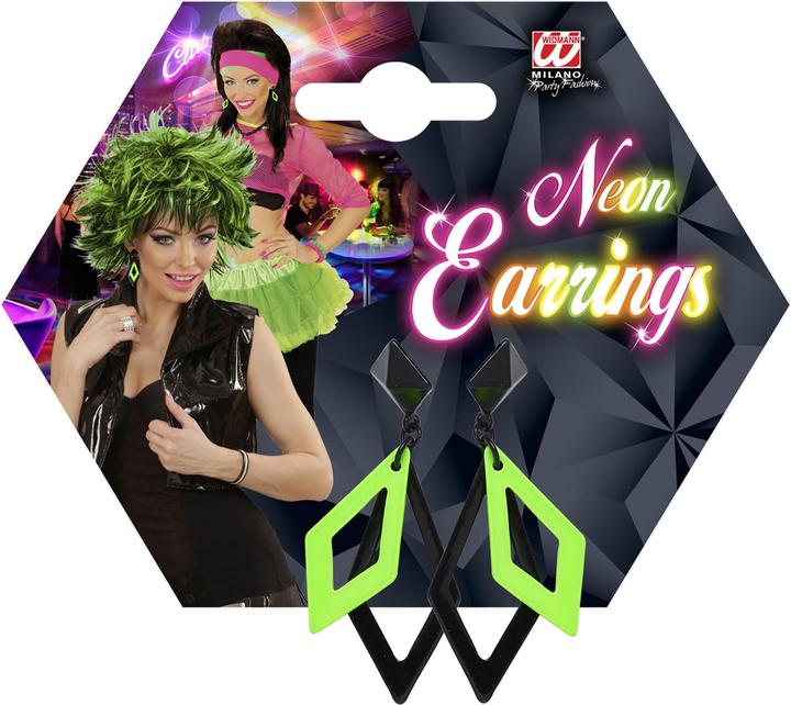 Image du produit Widmann Boucles d'oreilles losange noir et vert fluo