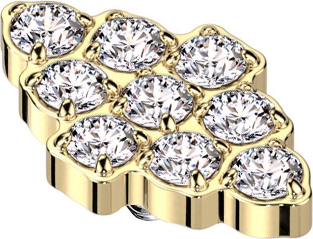 Immagine prodotto Star Piercing Dermal Anchor Diamante cristalli placcati oro argento (senza ottone, Titanio G23)