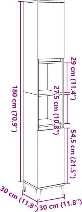 Image du produit VidaXL Armoire de salle de bain (30 x 30 x 190 cm)