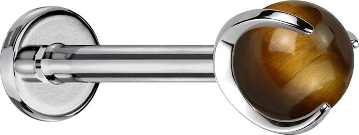 Image du produit Star Piercing Micro Labret femelle argenté Boule Oeil de Tigre serti de pierre (Minéral, sans laiton, Titane G23)