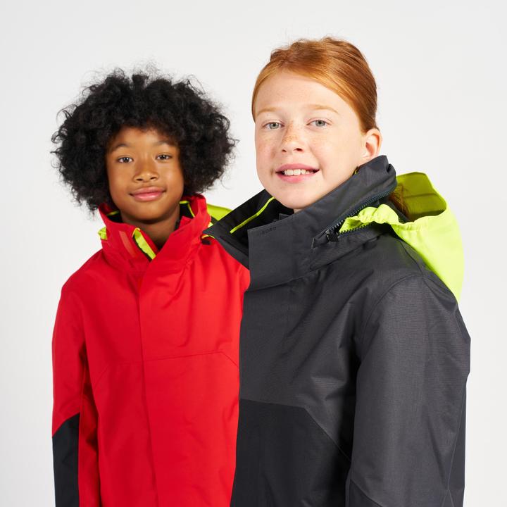 Produktbild Tribord Regenjacke Segeljacke Kinder wasserdicht winddicht - Sailing 300 rot/gelb (10, 11, 12)