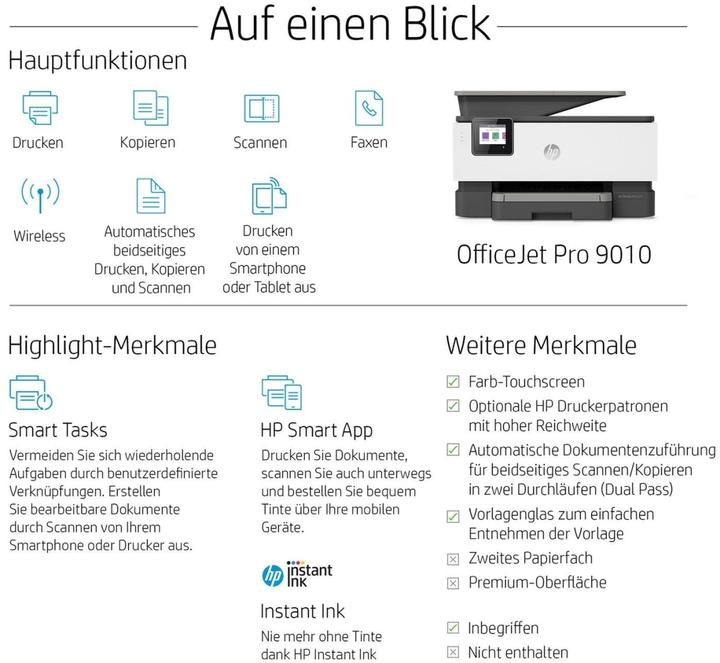 Nährwerte und Zutaten HP OfficeJet Pro 9012e (Tintenpatrone, Farbe)