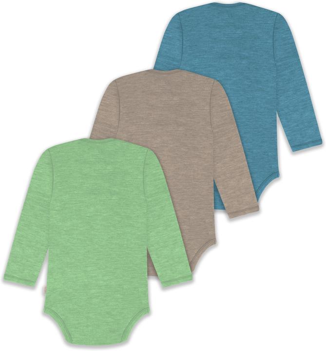 Actual product image Normani 3-pack baby merino bodysuit long sleeve "Auckland" - 9383 (98)
