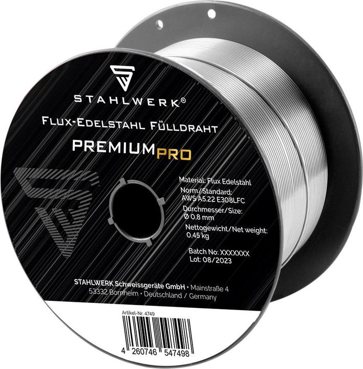 Actual product image Stahlwerk Cored wire FLUX stainless steel E308LFC 0.8 mm 0.45 kg Wire reel Wire spool
