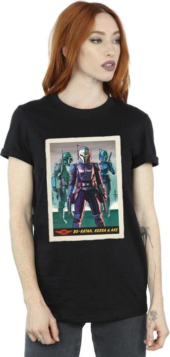 Actual product image Star Wars Womens/Ladies The Mandalorian Bo-Katan Koska and Axe Cotton Boyfriend T-Shirt (S)