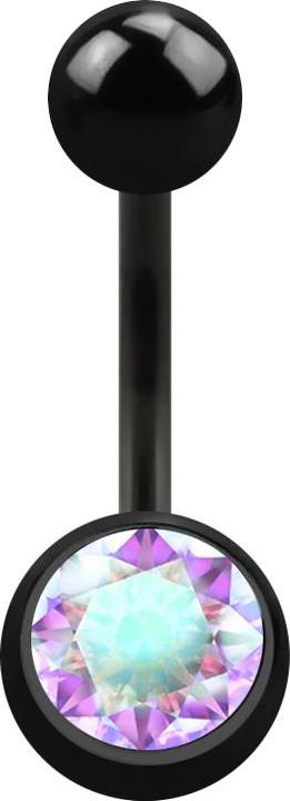 Produktbild Star Piercing Banane schwarz mit Kugel und Kugel Kristall multicolor (Chirurgenstahl 316L, ohne Messing)