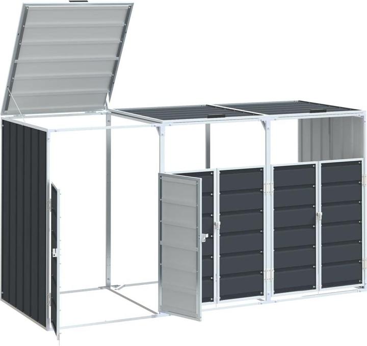 Produktbild VidaXL Mülltonnenbox für 3 Tonnen Anthrazit 216x81x115 cm Stahl