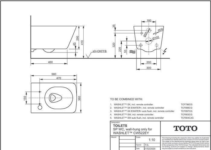 Actual product image TOTO SP Wall-hung WC deep rimless for SX and SW Washlet white