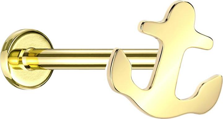 Actual product image Star Piercing Micro Threadless Labret vergoldet Anker vergoldet (without brass, Titanium G23)